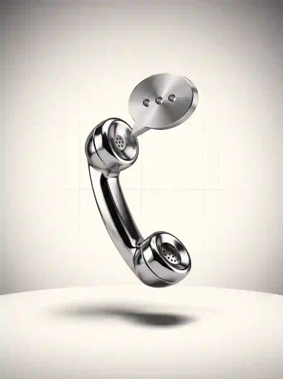 Chrome phone handset with an SMS bubble