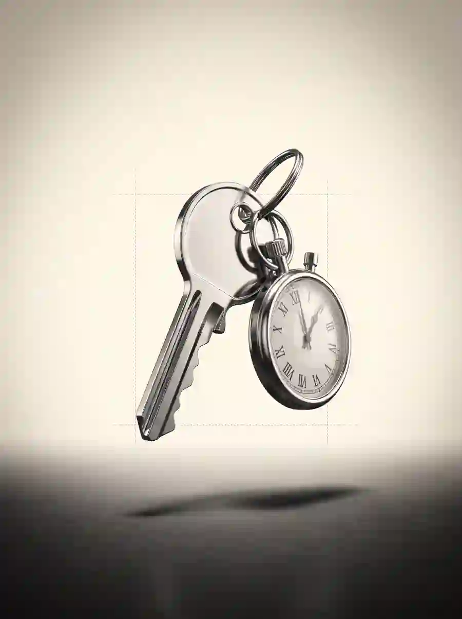 Chrome house key with a stopwatch